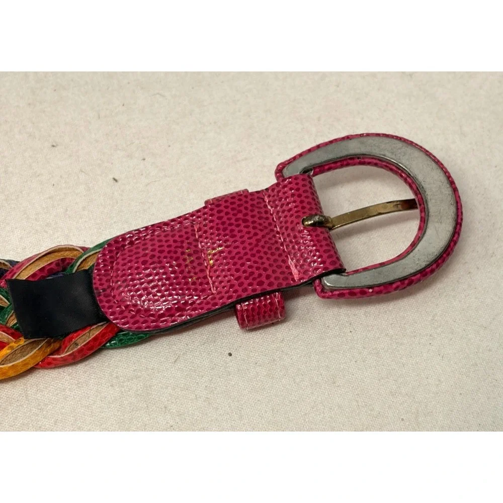 Vintage 90s Express Compagnie Internationale Multicolor Braided Pink Waist Belt